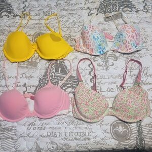 Victoria's Secret Yellow, Multicolor, Pink, and Floral Bras Set